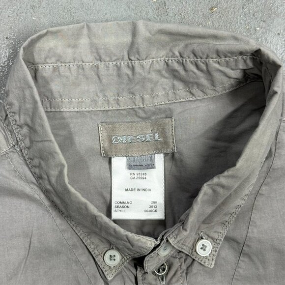 DIESEL Button Down Shirt Long Sleeve Poker Card Graphic Cotton Medium - Picture 7 of 9